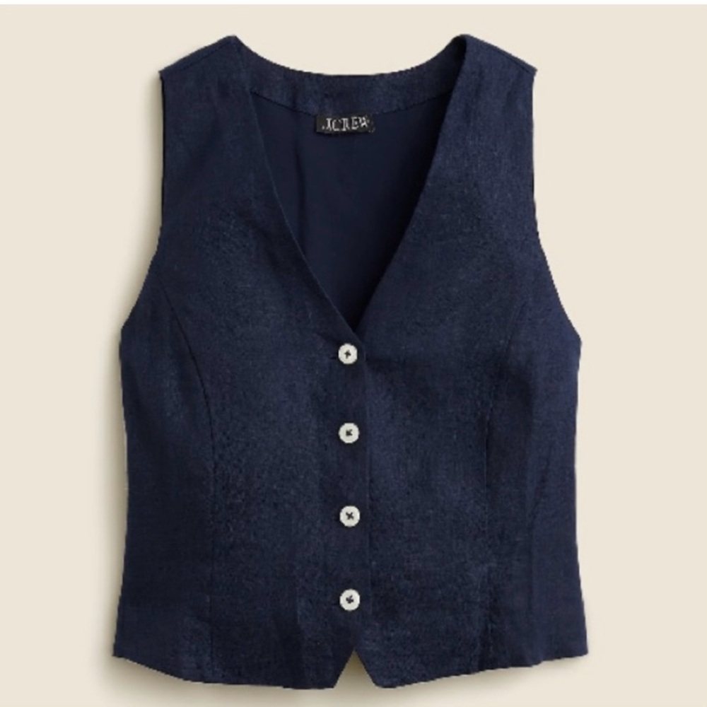 J. Crew Slim Fit Linen Vest Black 10 NWT